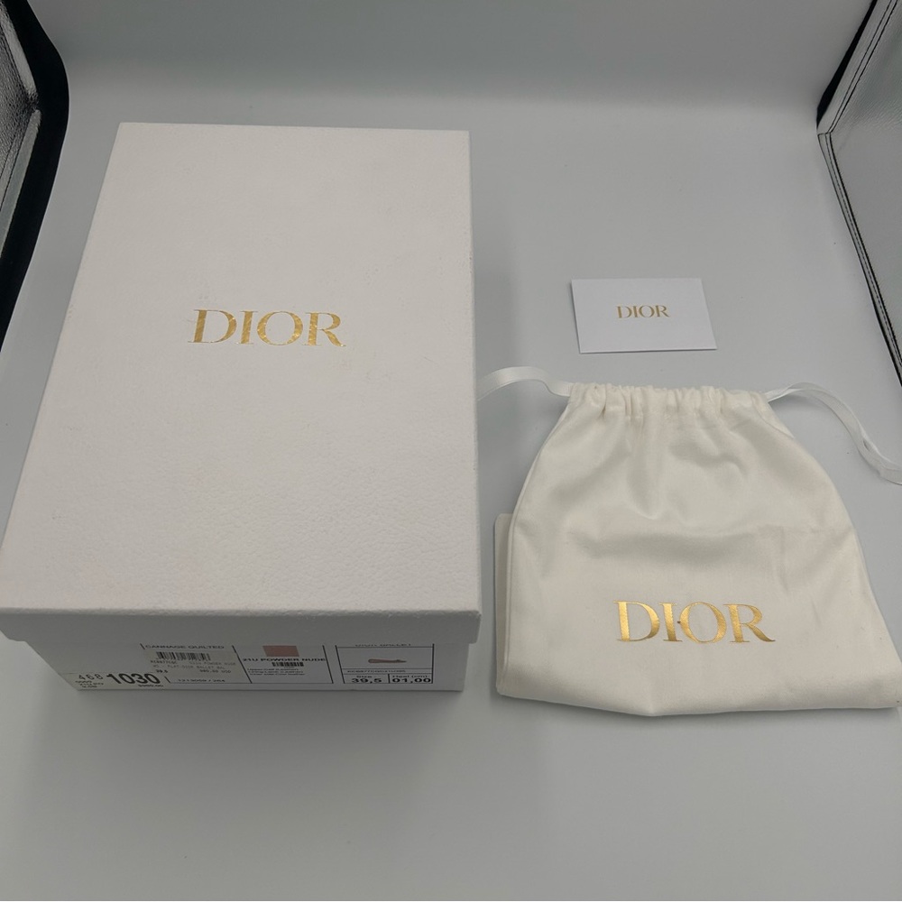 Dior Empty Shoe Box Set with Bag and Tissue Paper, White and Gold 12” x 8” x 4.5
